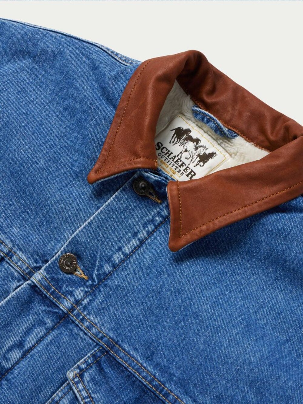 NEW Men’s Medium Schaefer Outfitter Denim Jacket fleece lining western cotton - Picture 7 of 11